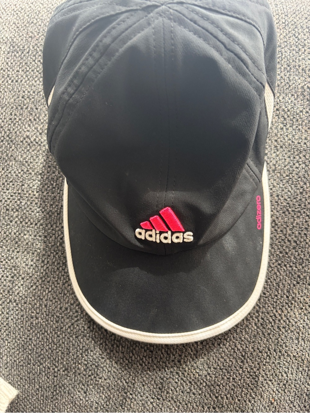 adidas Black Cap with Pink Logo and White Trim
